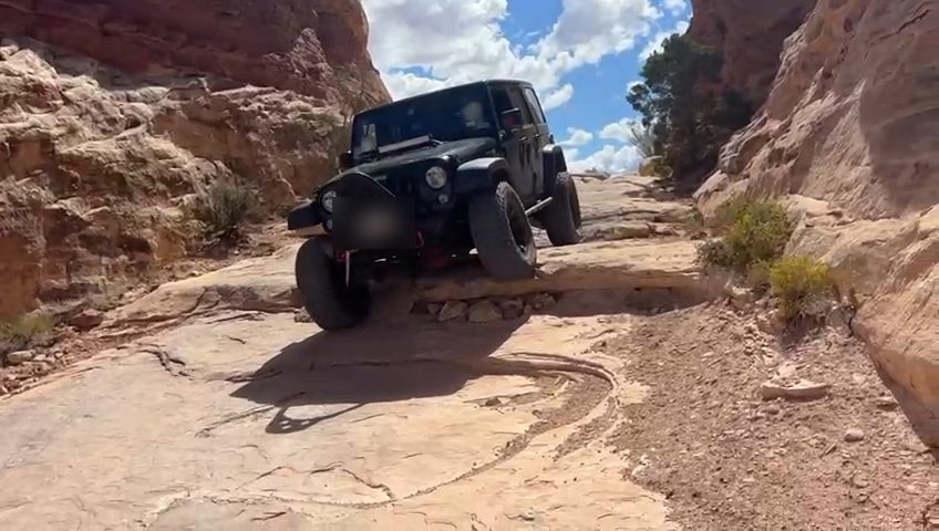Elephant Hill ledge with concrete poured to help vehicles climb