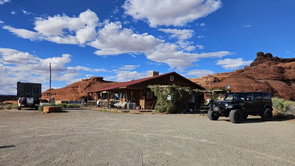 Needles Outpost store entrance on Highway 211 near the Needles District of Canyonlands